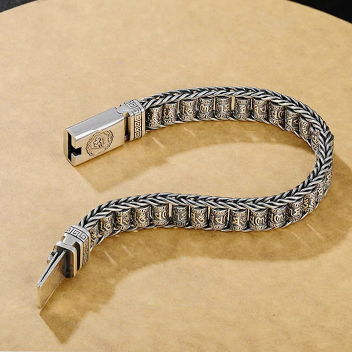Bracciale in metallo con fibbia in rame tibetano Buddha Stones e Om Mani Padme Hum - image 3