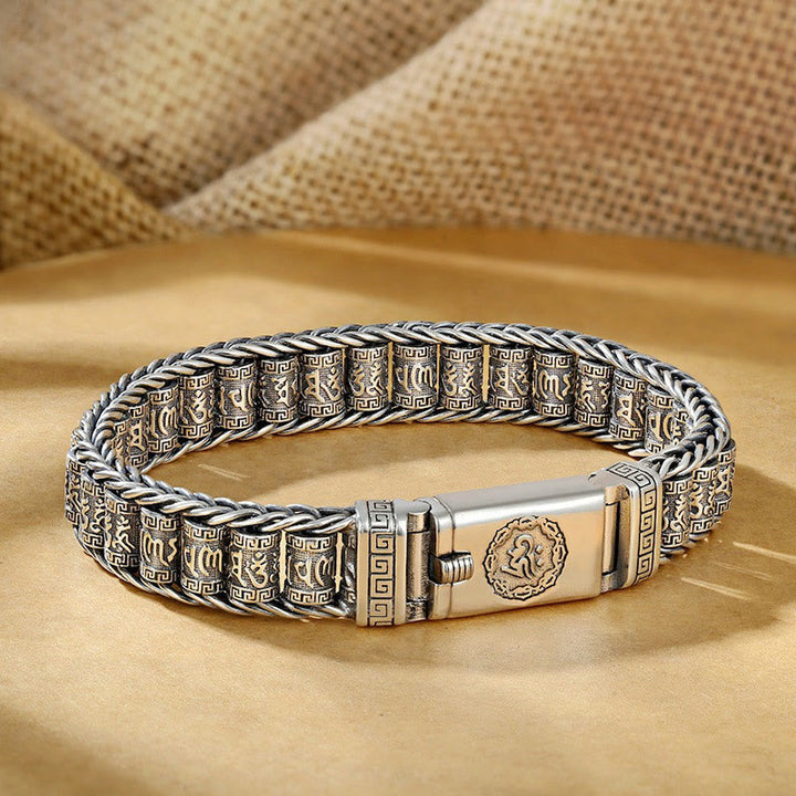 Bracciale in metallo con fibbia in rame tibetano Buddha Stones e Om Mani Padme Hum - image 8