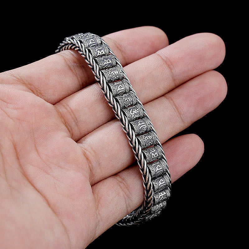 Bracciale in metallo con fibbia in rame tibetano Buddha Stones e Om Mani Padme Hum - image 11