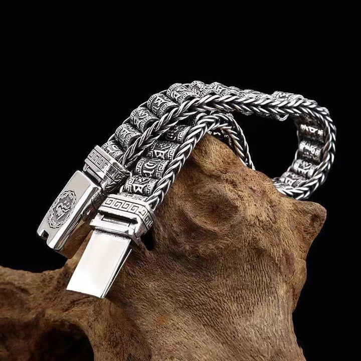 Bracciale in metallo con fibbia in rame tibetano Buddha Stones e Om Mani Padme Hum - image 12