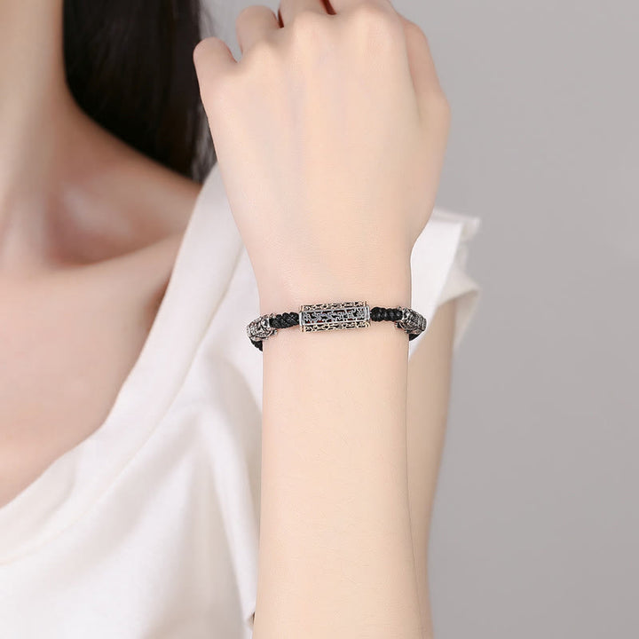 Buddha Stones Tibetano Nero String Rame Om Mani Padme Hum Pixiu Protezione Braccialetto Intrecciato