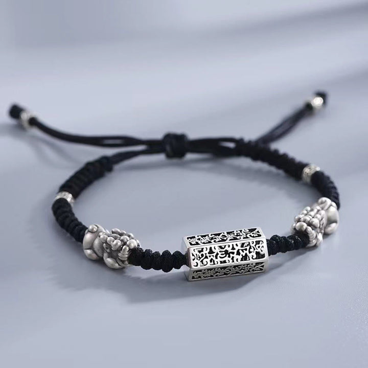 Buddha Stones Tibetano Nero String Rame Om Mani Padme Hum Pixiu Protezione Braccialetto Intrecciato