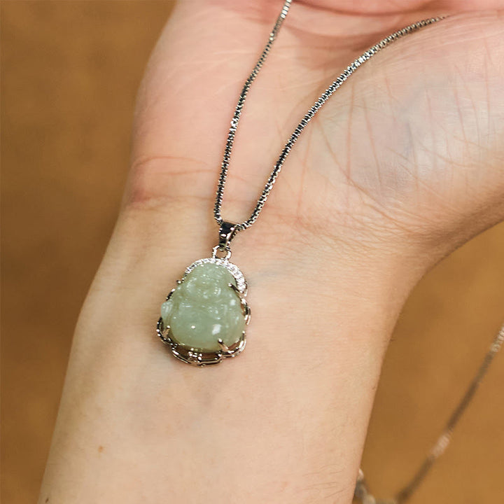 Collana Buddha Stones Natural Hetian Jade Buddha che ride Abbondanza - image 4