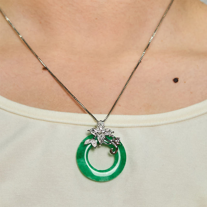 Buddha Stones Ciano Giada Pace Fibbia Lega Fiore Guarigione Fortuna Collana Pendente