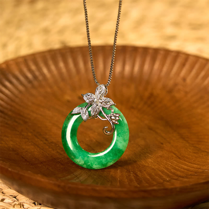 Buddha Stones Ciano Giada Pace Fibbia Lega Fiore Guarigione Fortuna Collana Pendente