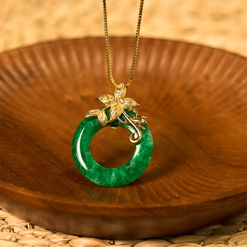 Buddha Stones Ciano Giada Pace Fibbia Lega Fiore Guarigione Fortuna Collana Pendente