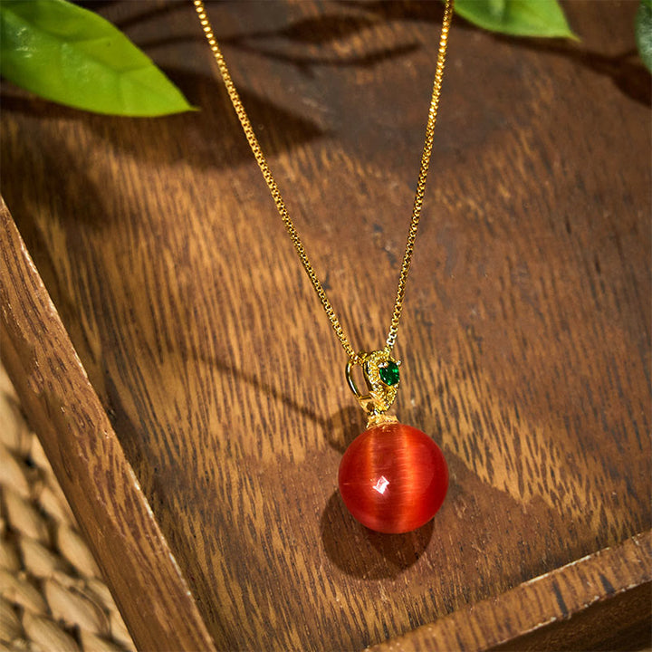 Buddha Stones Collana con ciondolo a forma di palla rotonda con occhio di gatto e simbolo di fiducia - image 7