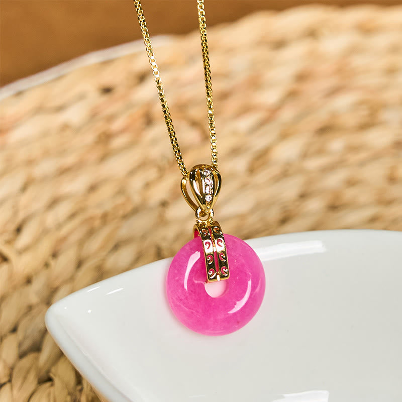 Collana con ciondolo con fibbia della pace e felicità in giada viola Buddha Stones