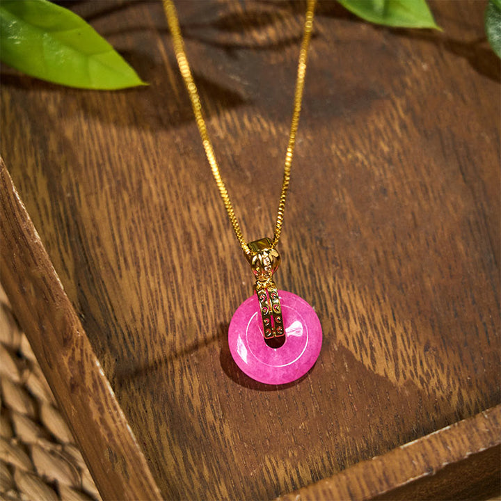 Collana con ciondolo con fibbia della pace e felicità in giada viola Buddha Stones