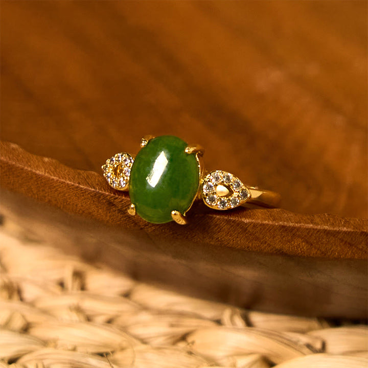 Anello della prosperità con fibbia regolabile in giada naturale Buddha Stones