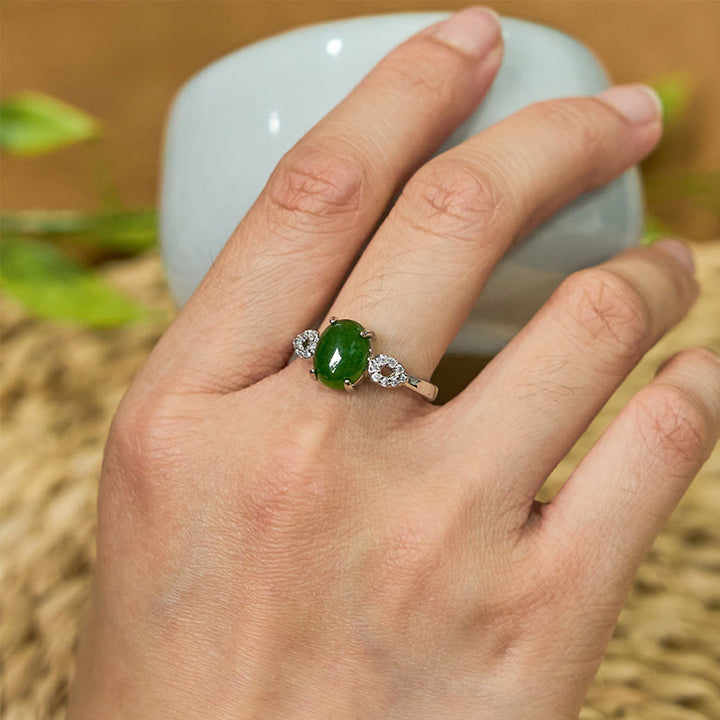 Anello della prosperità con fibbia regolabile in giada naturale Buddha Stones