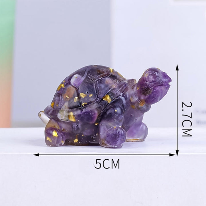 Buddha Stones Ghiaia di cristallo naturale Resina gocciolante Piccola tartaruga Decorazione Statua - image 2
