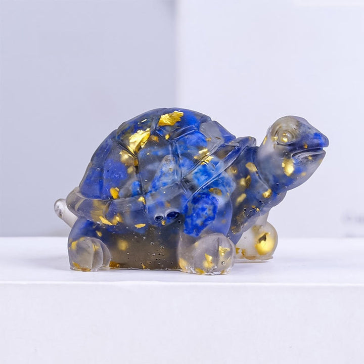 Buddha Stones Ghiaia di cristallo naturale Resina gocciolante Piccola tartaruga Decorazione Statua - Lazurite - image 9