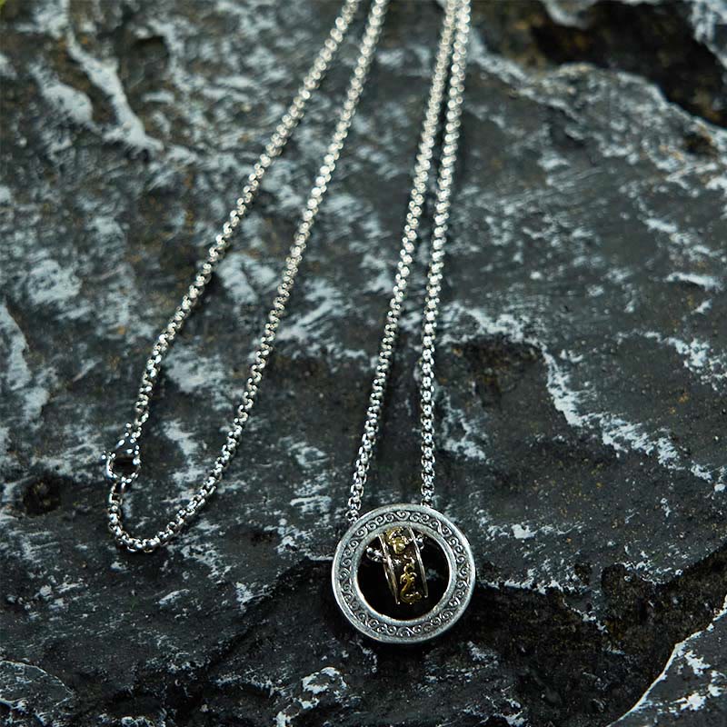 Collana con ciondolo girevole con fibbia della pace PiXiu, anello doppio Buddha Stones - image 5