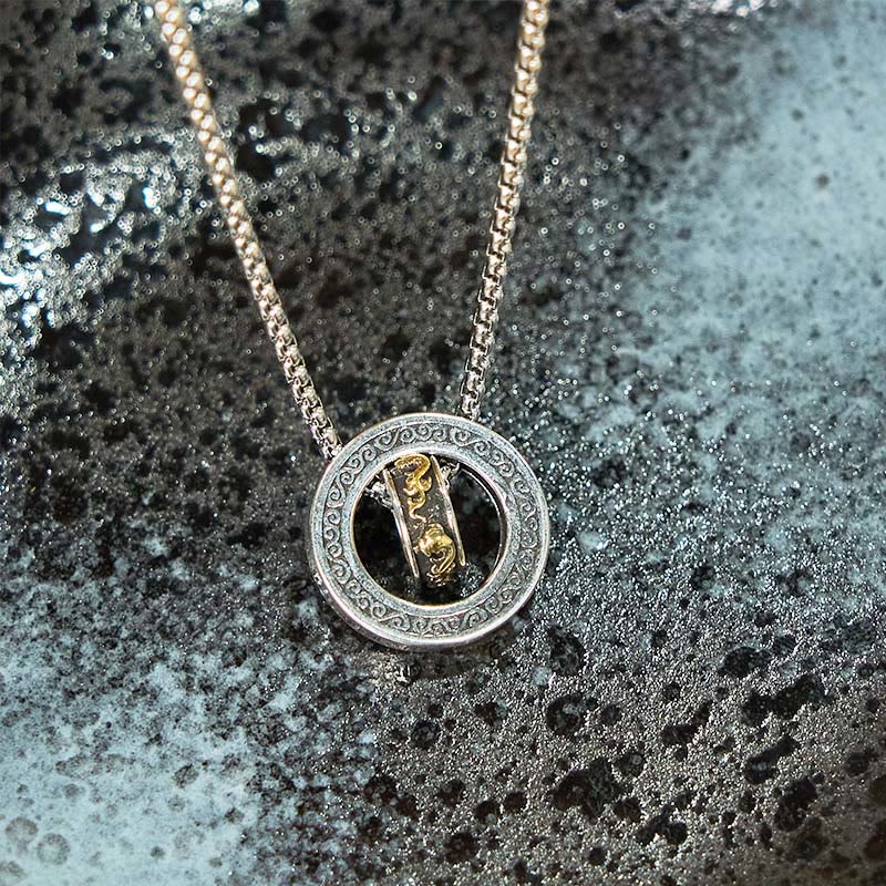 Collana con ciondolo girevole con fibbia della pace PiXiu, anello doppio Buddha Stones - image 12