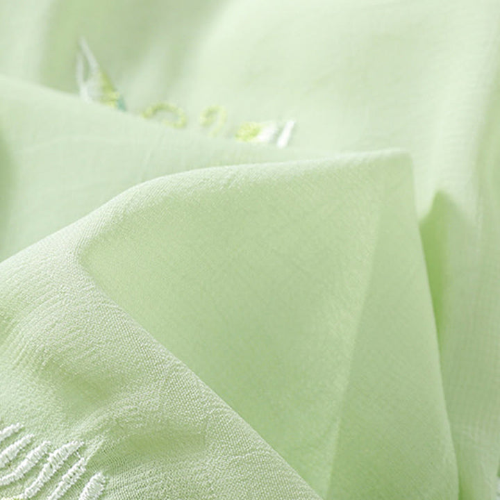 Buddha Stones Ricamo Piante Fiori Mezza Manica Semplice Rana-Bottone Collo Alto Camicia da Donna - image 9