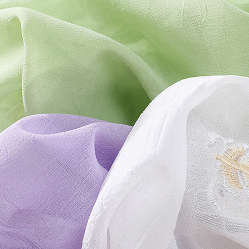 Buddha Stones Ricamo Piante Fiori Mezza Manica Semplice Rana-Bottone Collo Alto Camicia da Donna