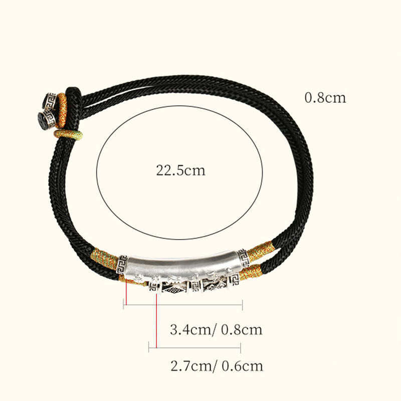 Bracciale doppio intrecciato a mano in argento sterling Om Mani Padme Hum con nodo del drago Buddha Stones - image 4