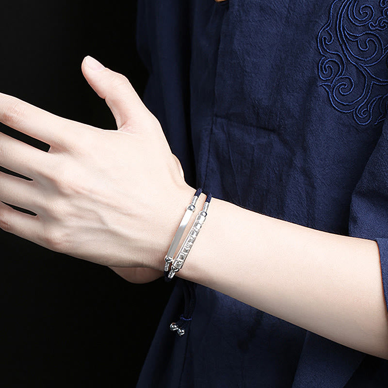 Bracciale doppio intrecciato a mano in argento sterling Om Mani Padme Hum con nodo del drago Buddha Stones - image 10