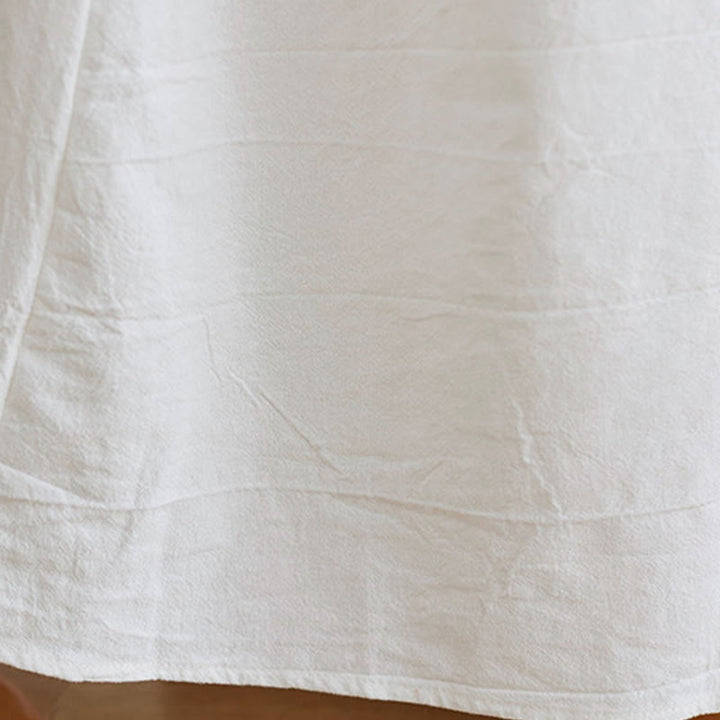 Abito lungo in cotone e lino con maniche a tre quarti, motivo floreale, motivo etnico ricamato e sciolto, motivo Buddha Stones - image 8