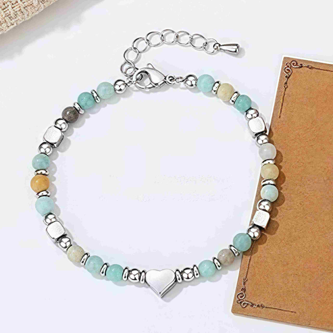 Bracciale Buddha Stones Pietra naturale Amazzonite Ametista Lazurite Quarzo rosa Cuore Equilibrio positivo
