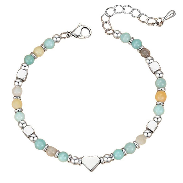Bracciale Buddha Stones Pietra naturale Amazzonite Ametista Lazurite Quarzo rosa Cuore Equilibrio positivo
