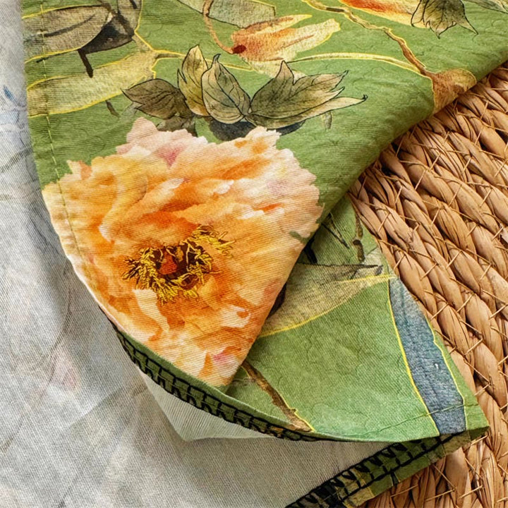 Maglietta da donna in poliestere con scollo a giro e maniche corte, motivo Buddha Stones, casual, ampia, con stampa a petali