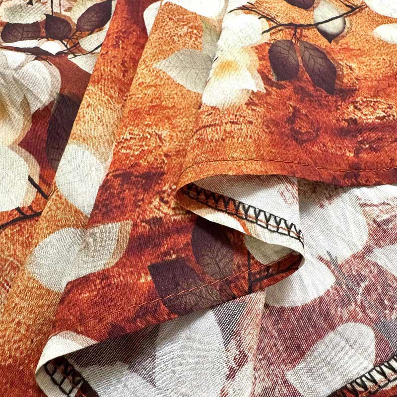 Maglietta casual da donna con scollo a giro e maniche corte in poliestere, motivo: Buddha Stones, con stampa di foglie e piante