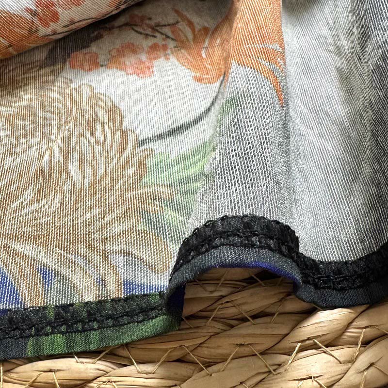 Maglietta casual da donna in poliestere con scollo a giro e maniche corte, stampata con Buddha Stones , nuvole di buon auspicio, vari petali