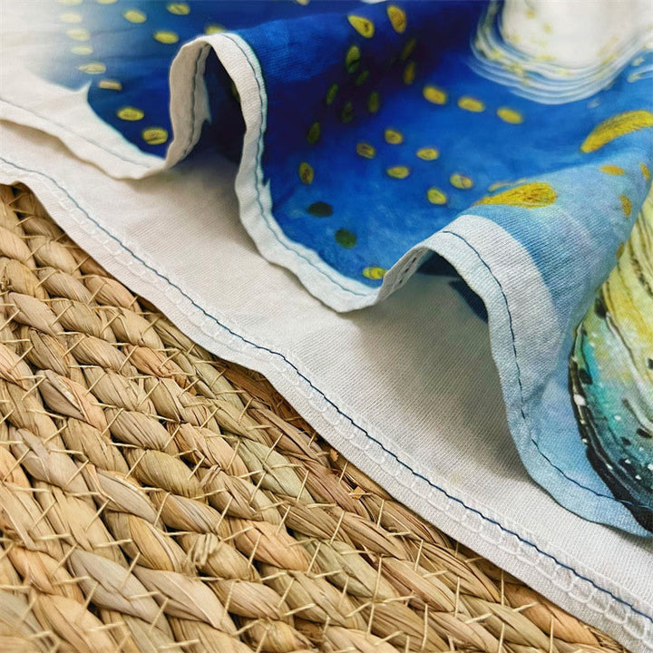 Maglietta da donna in poliestere con scollo a giro e maniche corte, motivo : Buddha Stones, casual, con fiori, foglie e piume