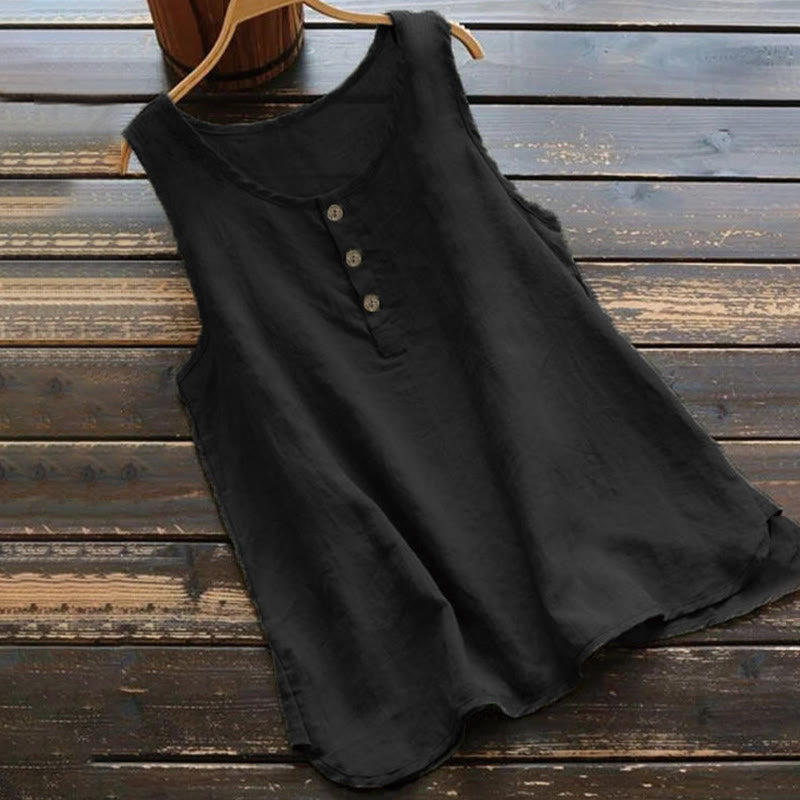 Gilet da donna con colletto e bottoni, colore puro, estivo, motivo Buddha Stones - Nero - US16, UK/AU20, EU48 (5XL) - image 0