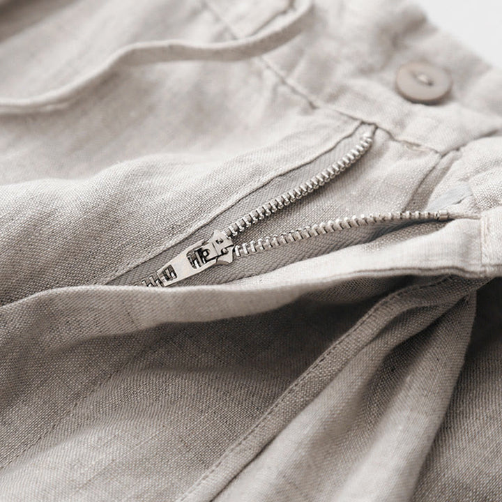 Buddha Stones Pantaloni larghi da donna in cotone e lino, con coulisse, lunghezza alla caviglia, tinta unita, estivi, con tasche e cerniera - image 15