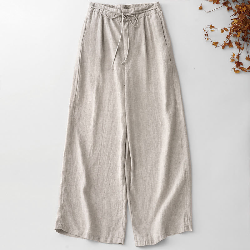 Buddha Stones Pantaloni larghi da donna in cotone e lino, con coulisse, lunghezza alla caviglia, tinta unita, estivi, con tasche e cerniera - Biancheria - US8-10, UK/AU12-14, EU40-42 (2XL) - image 10