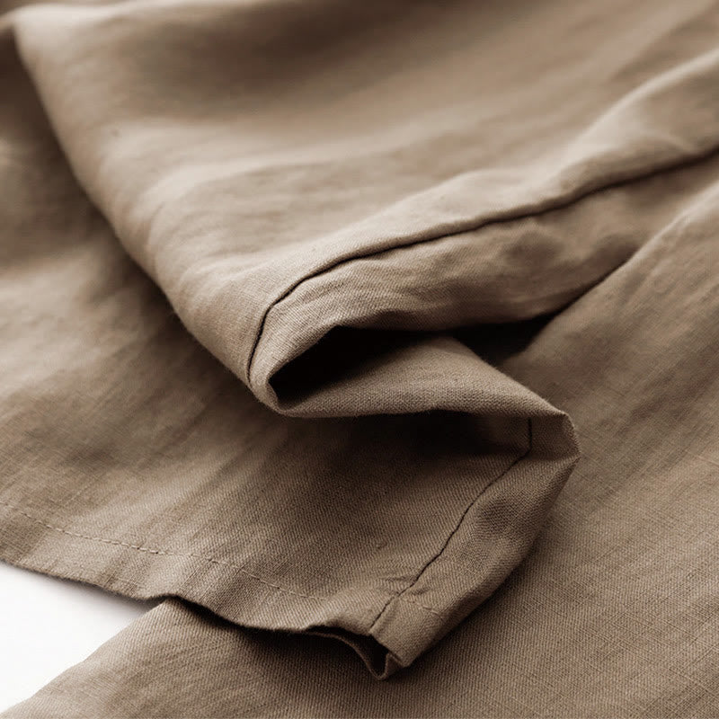 Buddha Stones Pantaloni larghi da donna in cotone e lino, con coulisse, lunghezza alla caviglia, tinta unita, estivi, con tasche e cerniera - image 5