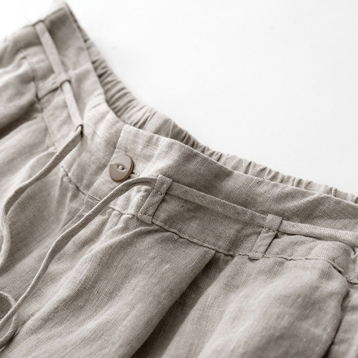 Buddha Stones Pantaloni larghi da donna in cotone e lino, con coulisse, lunghezza alla caviglia, tinta unita, estivi, con tasche e cerniera - image 12