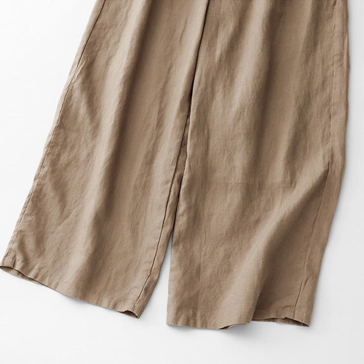 Buddha Stones Pantaloni larghi da donna in cotone e lino, con coulisse, lunghezza alla caviglia, tinta unita, estivi, con tasche e cerniera - image 6