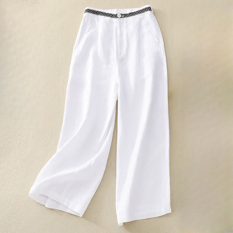 Pantaloni corti da donna a gamba larga con tasche e cerniera, colore tinta unita, lunghezza 7-8, con motivo Buddha Stones Summer. - Bianco - US8-10, UK/AU12-14, EU40-42 (2XL) - image 15