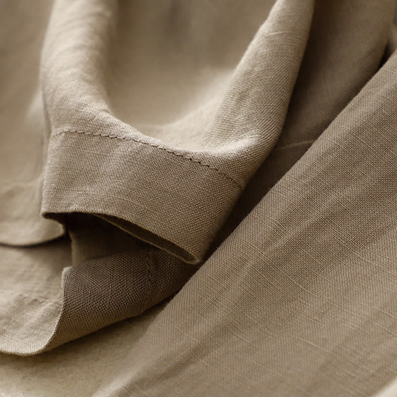 Buddha Stones Pantaloni estivi da donna in cotone e lino, a gamba larga, con tasche e cerniera, tinta unita, lunghezza 7-8 - image 12