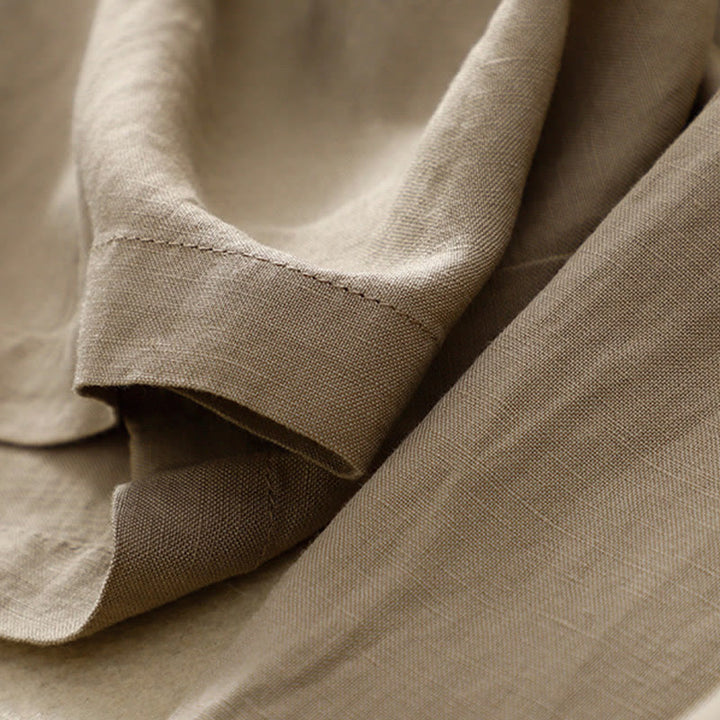 Buddha Stones Pantaloni estivi da donna in cotone e lino, a gamba larga, con tasche e cerniera, tinta unita, lunghezza 7-8 - image 12