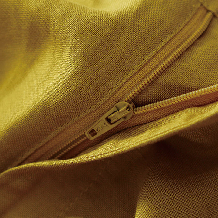 Buddha Stones Pantaloni estivi da donna in cotone e lino, a gamba larga, con tasche e cerniera, tinta unita, lunghezza 7-8 - image 1