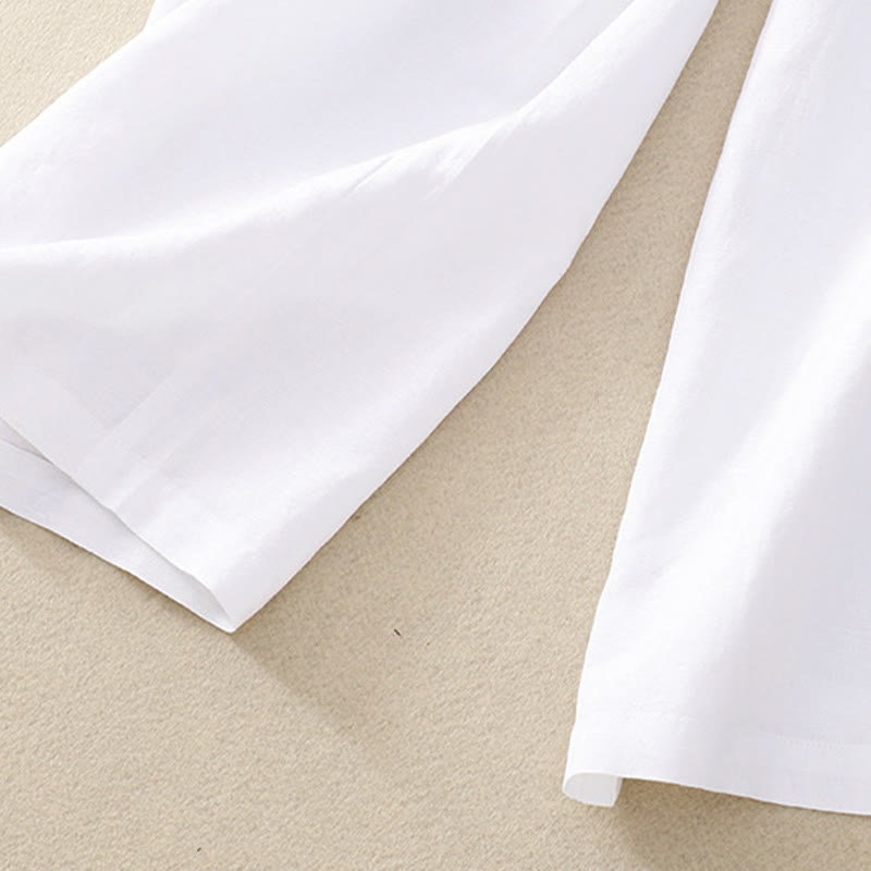 Buddha Stones Pantaloni estivi da donna in cotone e lino, a gamba larga, con tasche e cerniera, tinta unita, lunghezza 7-8 - image 17