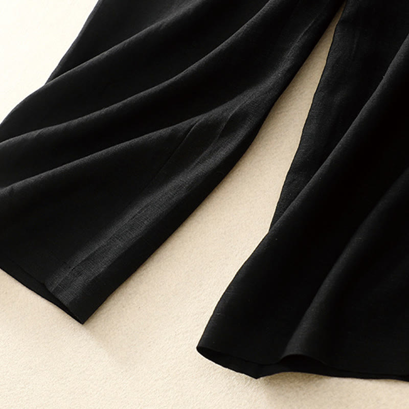 Buddha Stones Pantaloni estivi da donna in cotone e lino, a gamba larga, con tasche e cerniera, tinta unita, lunghezza 7-8 - image 20