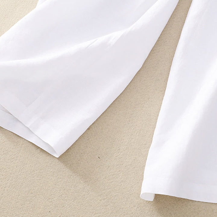 Pantaloni corti da donna a gamba larga con tasche e cerniera, colore tinta unita, lunghezza 7-8, con motivo Buddha Stones Summer. - image 17