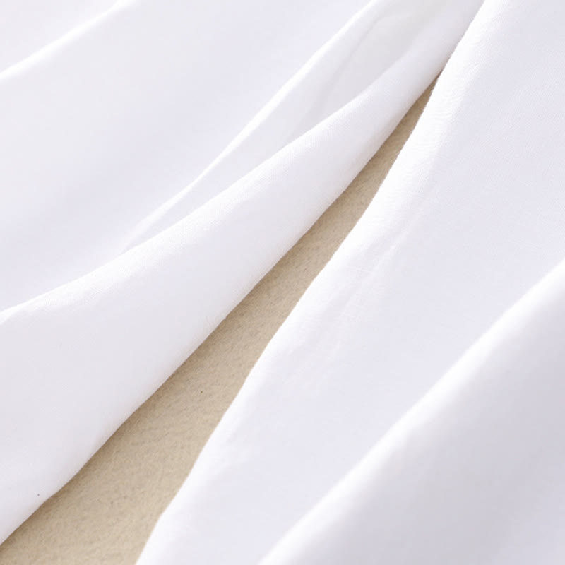 Buddha Stones Pantaloni estivi da donna in cotone e lino, a gamba larga, con tasche e cerniera, tinta unita, lunghezza 7-8 - image 16