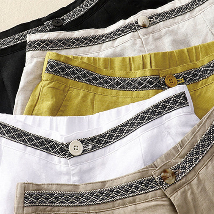 Buddha Stones Pantaloni estivi da donna in cotone e lino, a gamba larga, con tasche e cerniera, tinta unita, lunghezza 7-8 - image 23