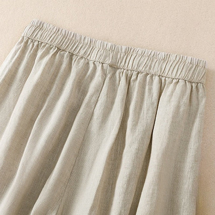 Pantaloni harem da donna in lino di cotone con coulisse e bottoni a rana, con tasche, di colore puro, Buddha Stones