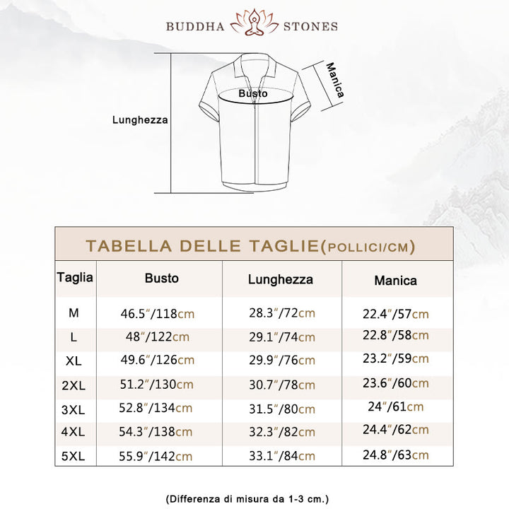 Camicia da uomo Buddha Stones , tinta unita, con risvolto, manica corta, comoda camicia in cotone e lino con piega e bottoni