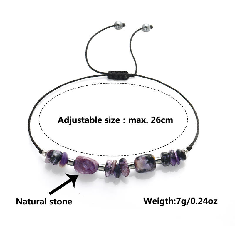 Buddha Stones Vivi nel momento Bracciale potente in ematite e charoite