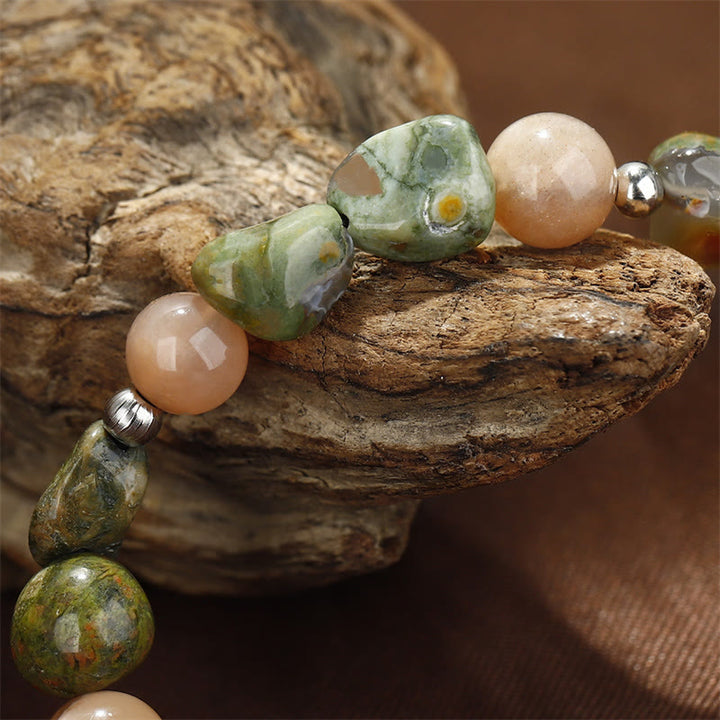 Buddha Stones You Are Amazing Braccialetto positivo in pietra del sole di riolite