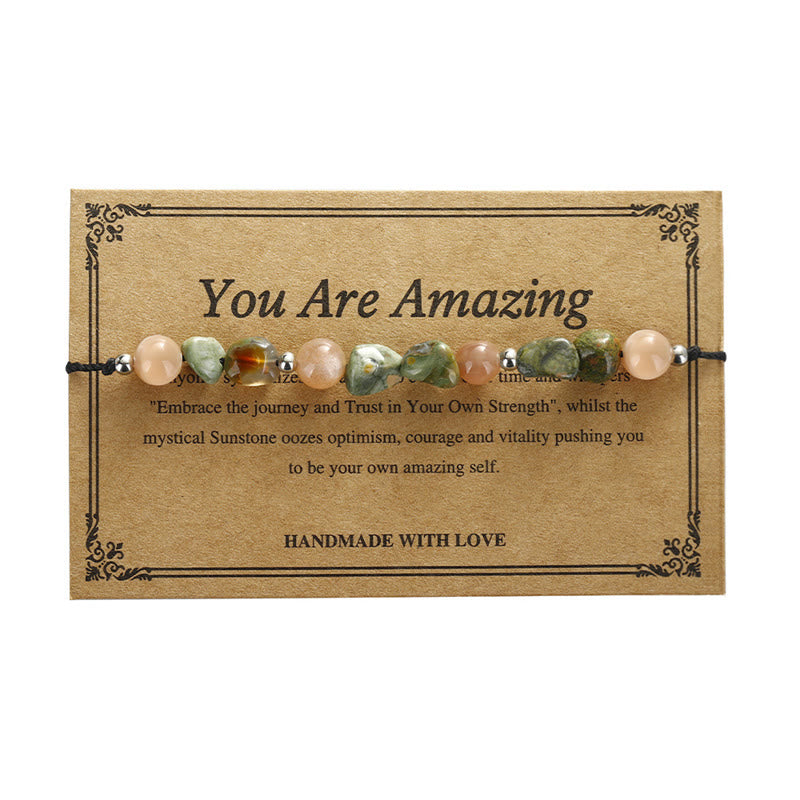 Buddha Stones You Are Amazing Braccialetto positivo in pietra del sole di riolite